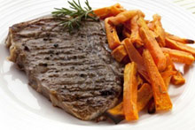steak and sweet potato fries